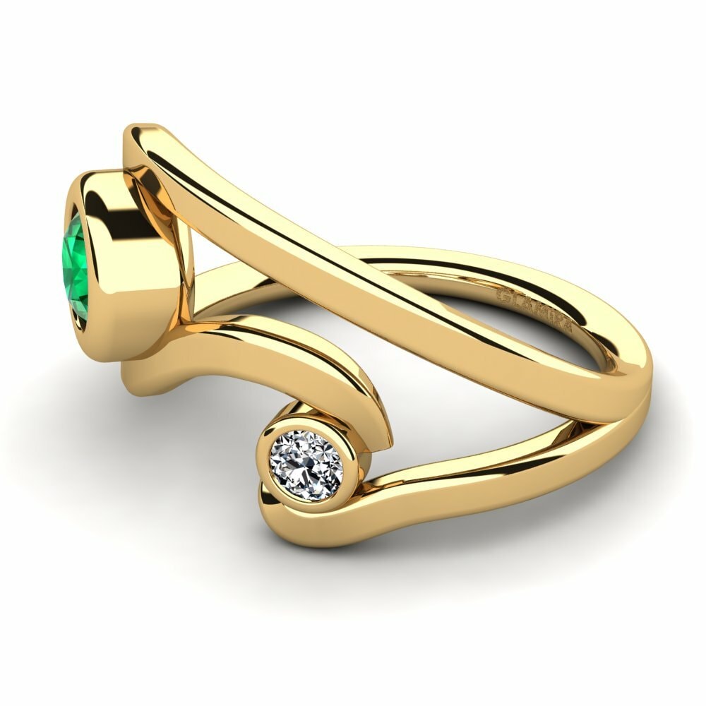 Bagues Or Jaune 18k Émeraude (créée en laboratoire) Mode