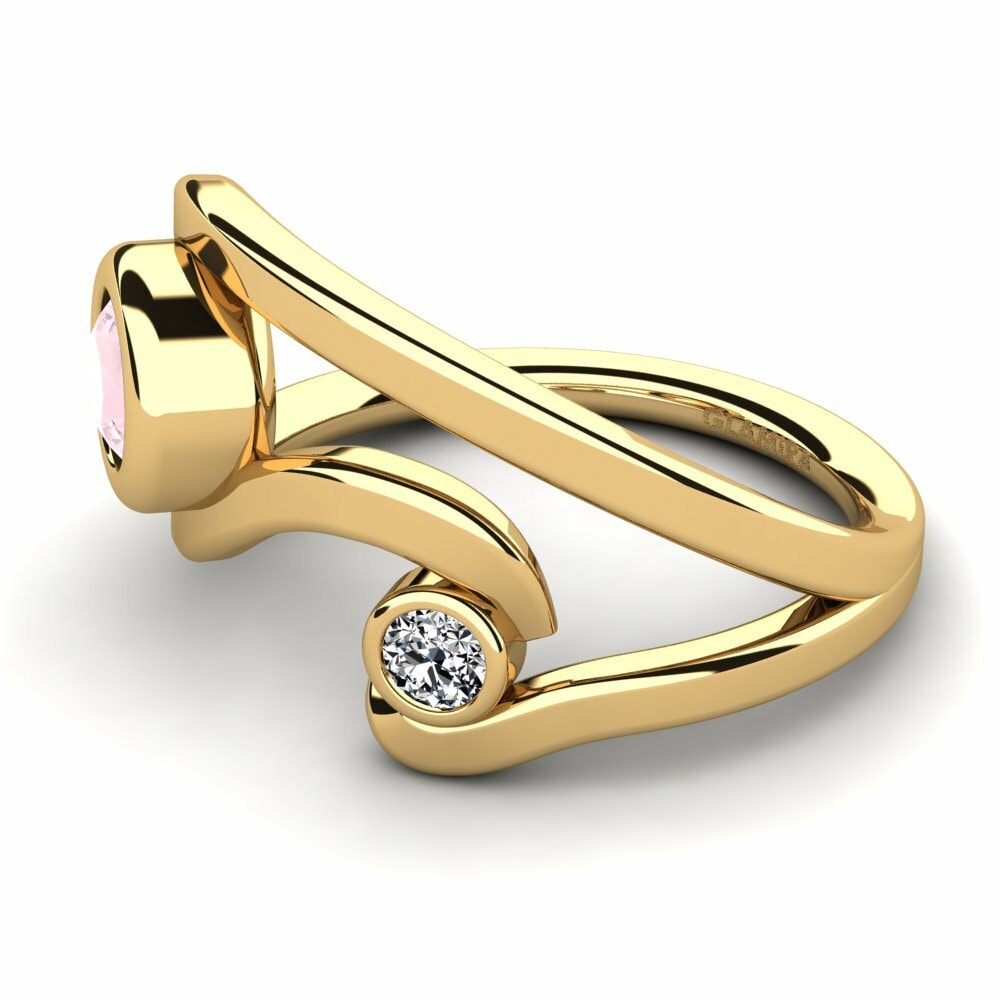 Bagues Or Jaune 18k Quartz Rose Mode