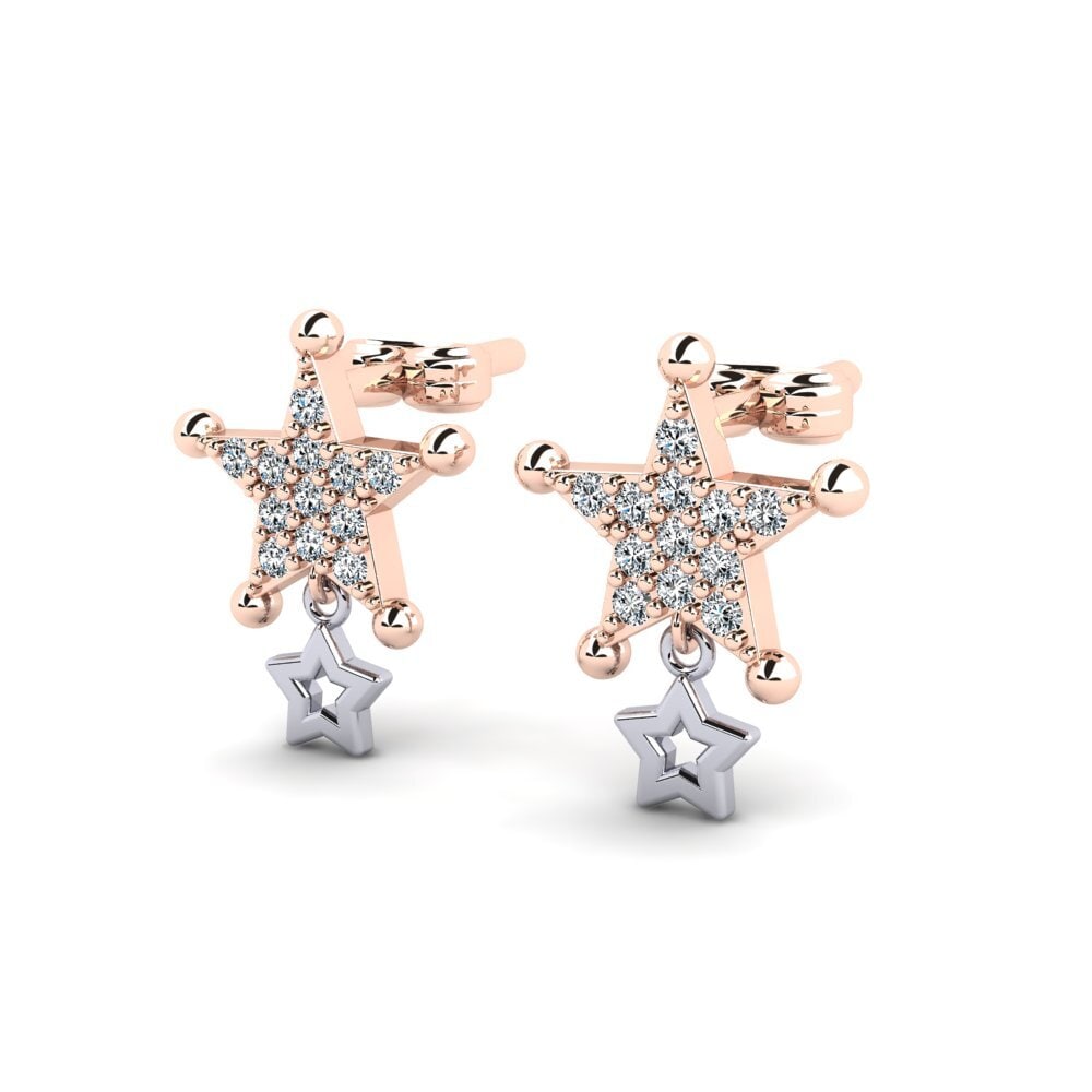 14ct Rose / White Gold Women's Earring Analyste