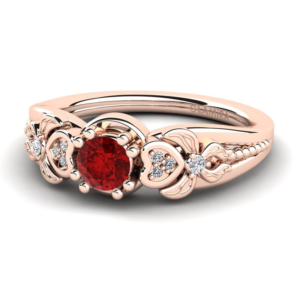 18ct Rose Gold Ruby (Lab Created) Women's Ring Anamir