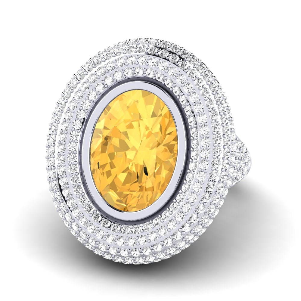 White Silver Citrine Ring Anaphiel