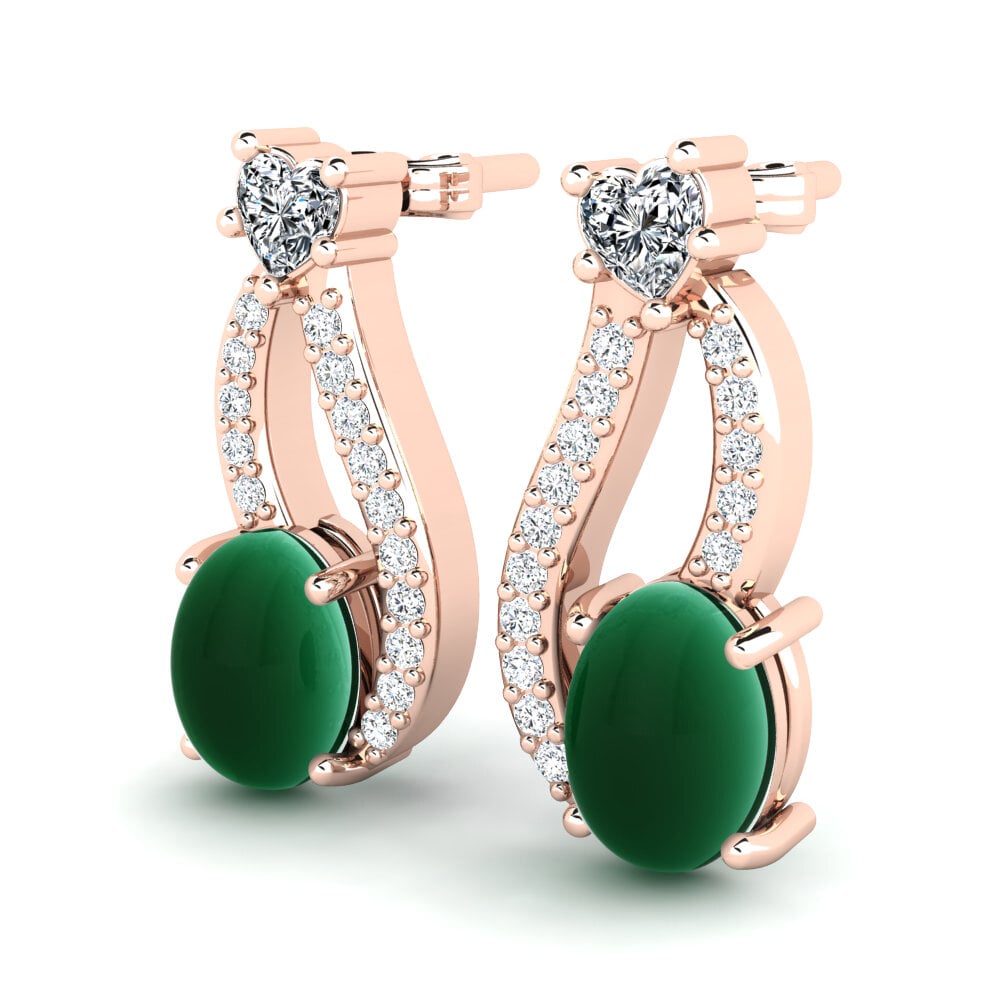 Cabochon Emerald Women's Earring Anarosa