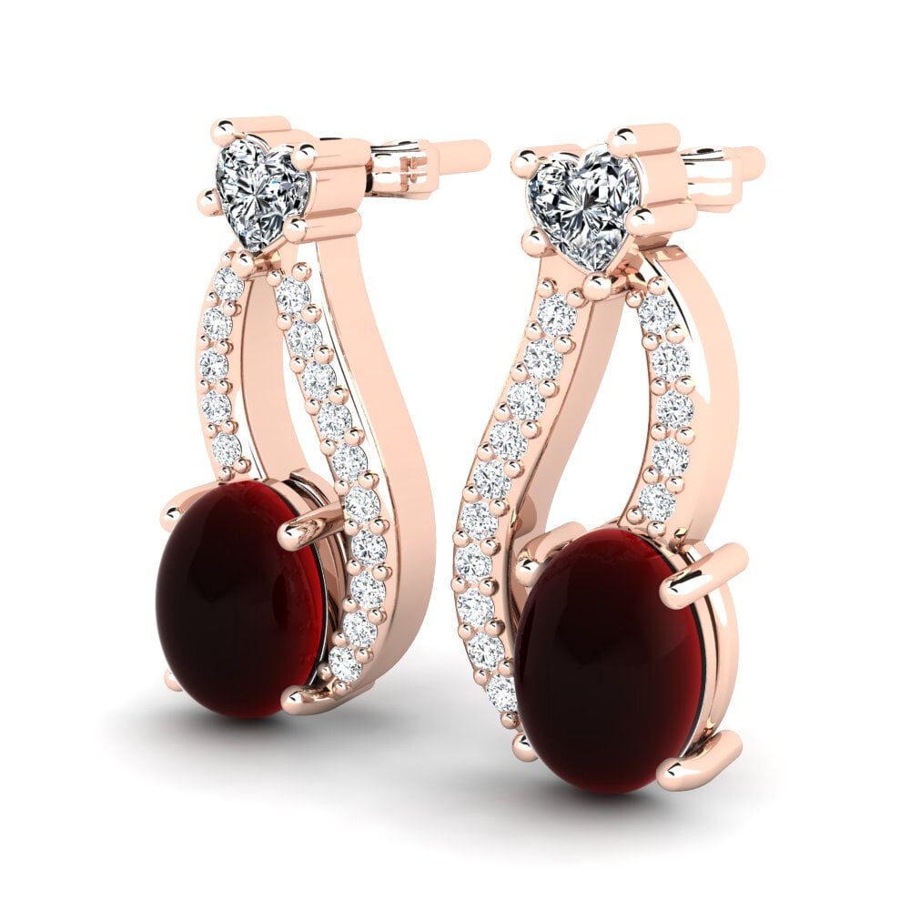 Cabochon Garnet Women's Earring Anarosa