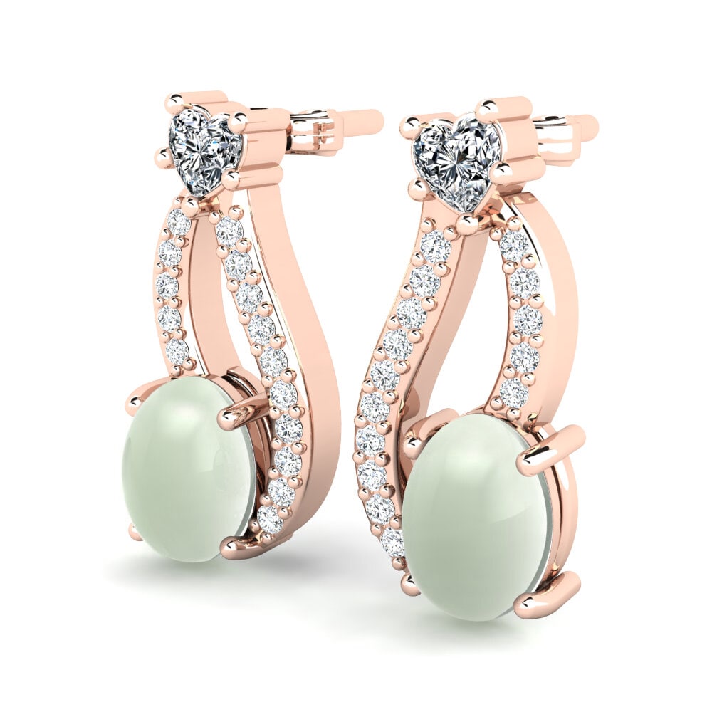 Cabochon Green Amethyst Women's Earring Anarosa