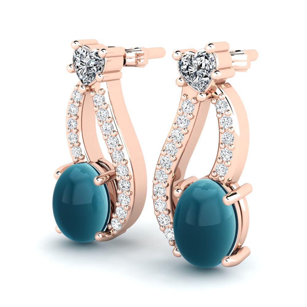 Cabochon London Blue Topaz Women's Earring Anarosa