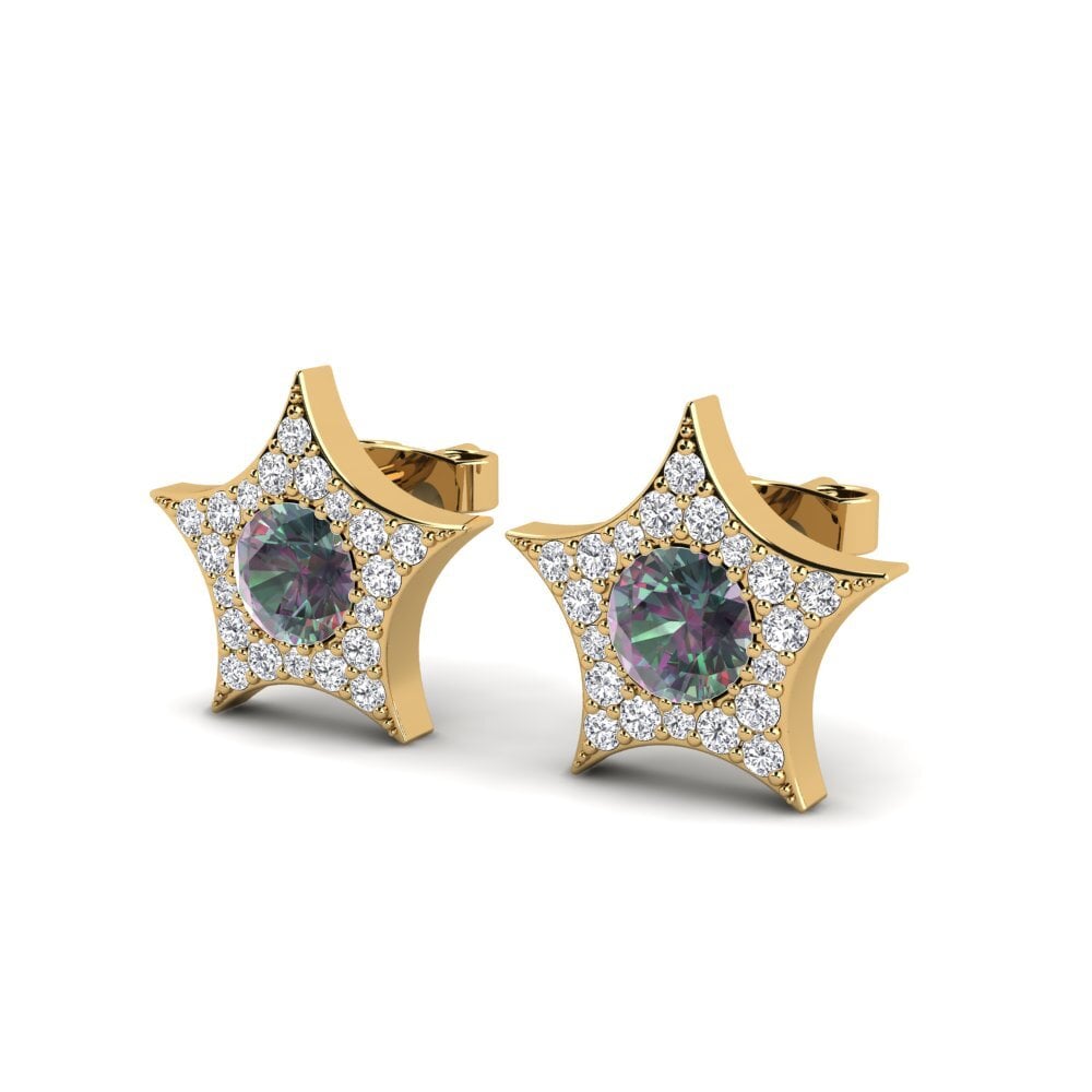 14ct Yellow Gold Mystic Topaz Women's Earring Anastrophe