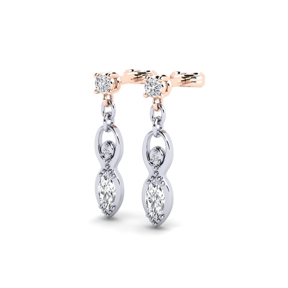 14ct White / Rose Gold Marquise Women's Earring Anatolese