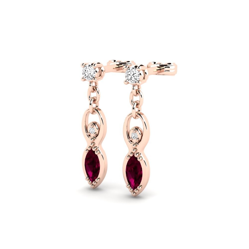 14k Oro Rosa Granate Rhodolite Pendiente de mujer Anatolese
