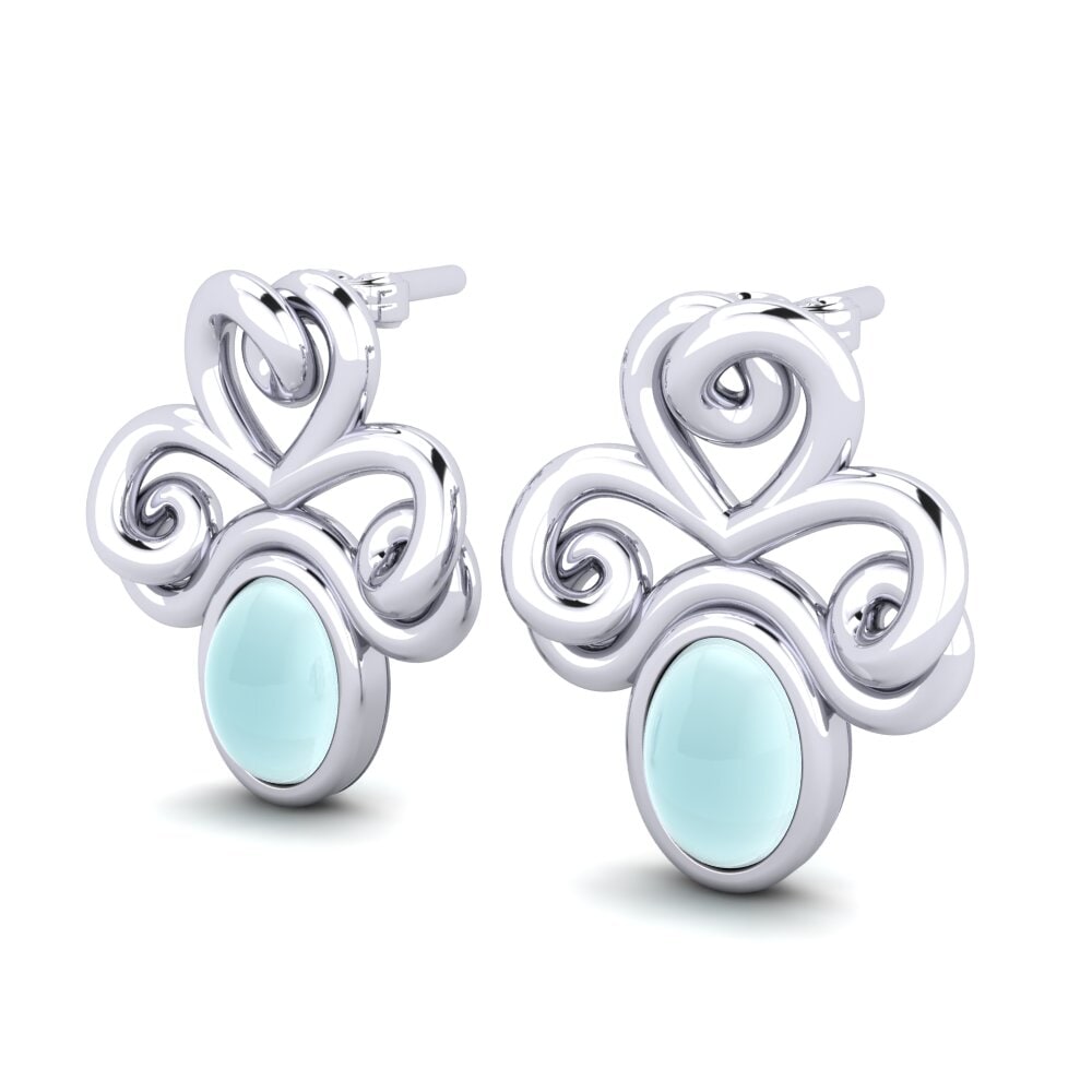 Aigue-marine Cabochon Boucle d'oreille femme Anbessa