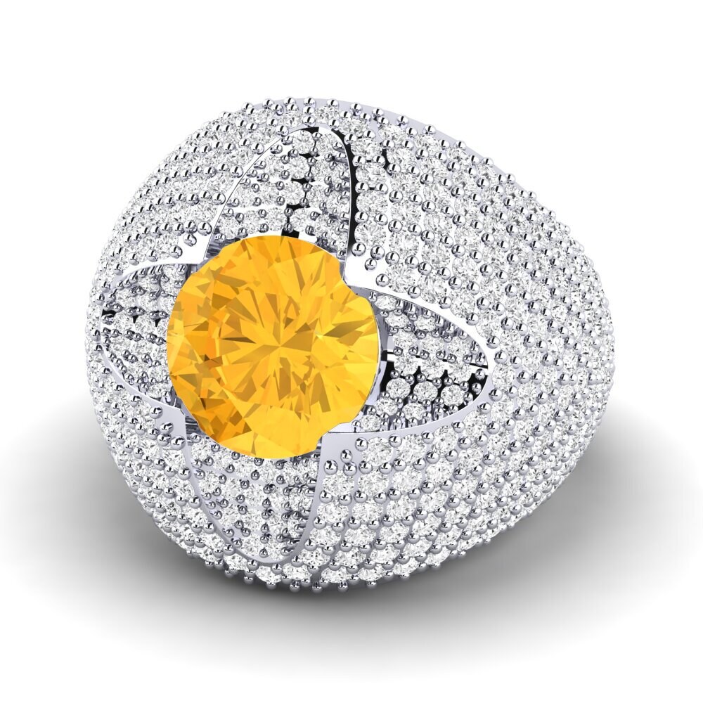 White Silver Citrine Ring Andin