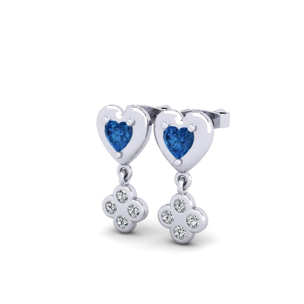 Corazón Circonita Azul Oscuro Pendiente de mujer Andrada