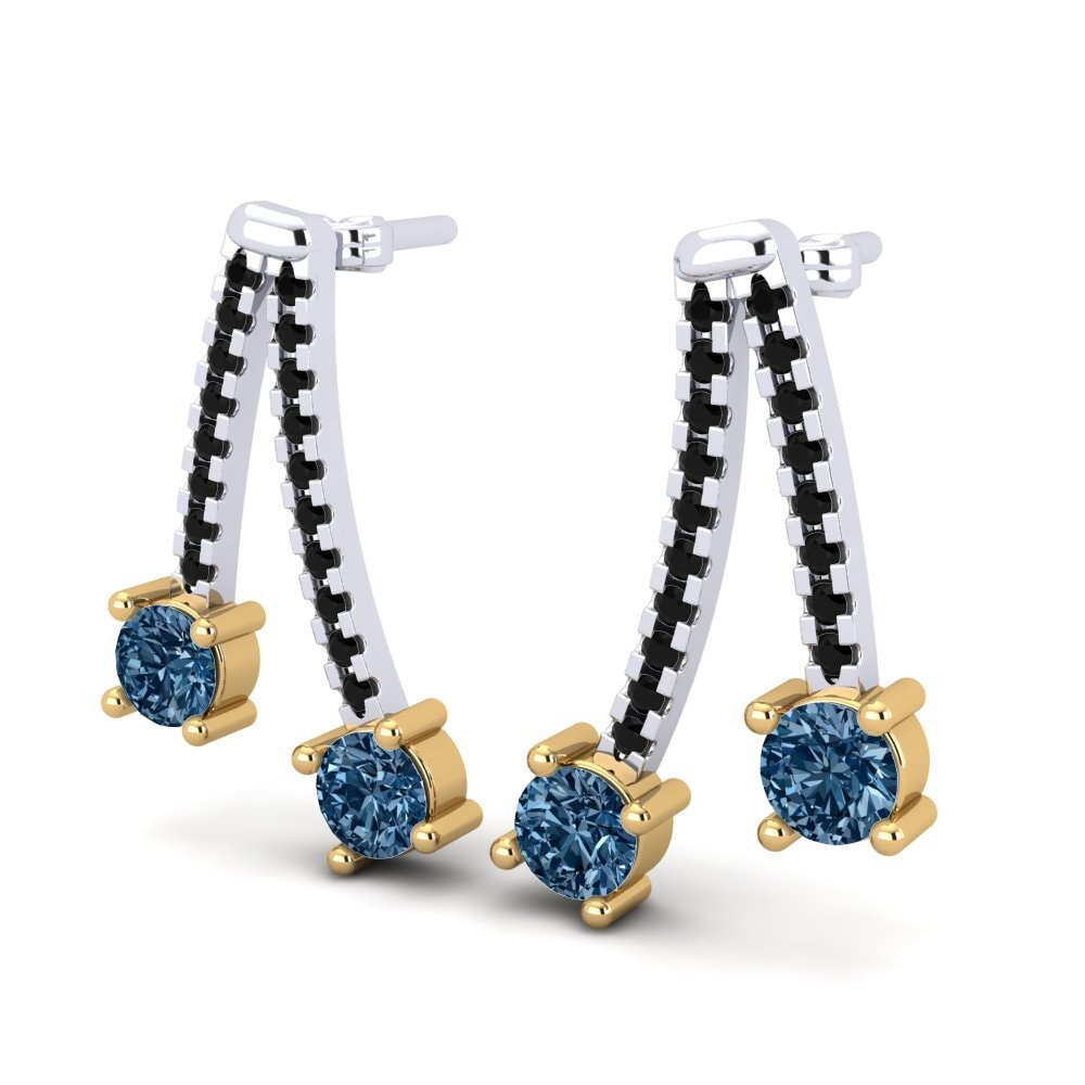 9ct White & Yellow Gold Blue Diamond Women's Earring Andraste