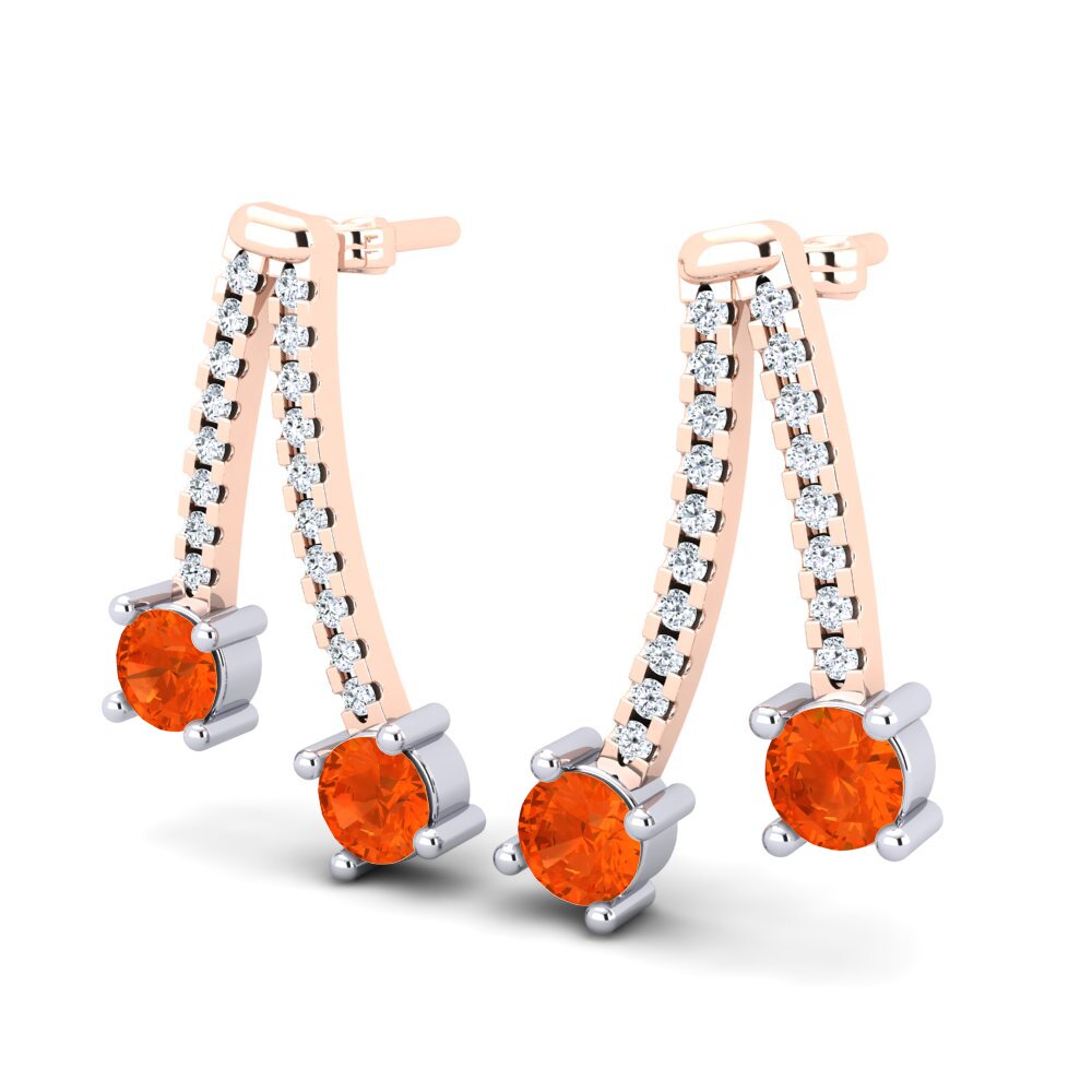 14ct Rose & White Gold Fire Opal Women's Earring Andraste