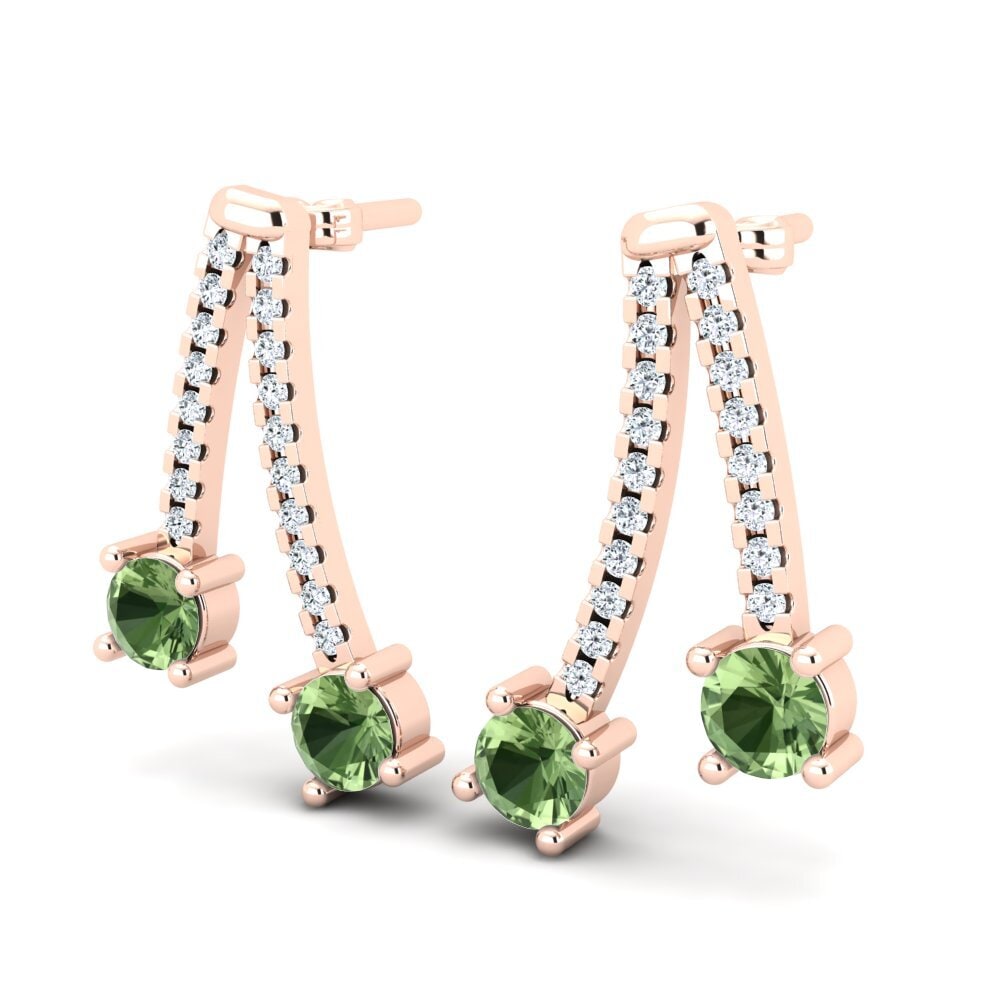 Oro Rosso 585 Zaffiro Verde Orecchino da donna Andraste