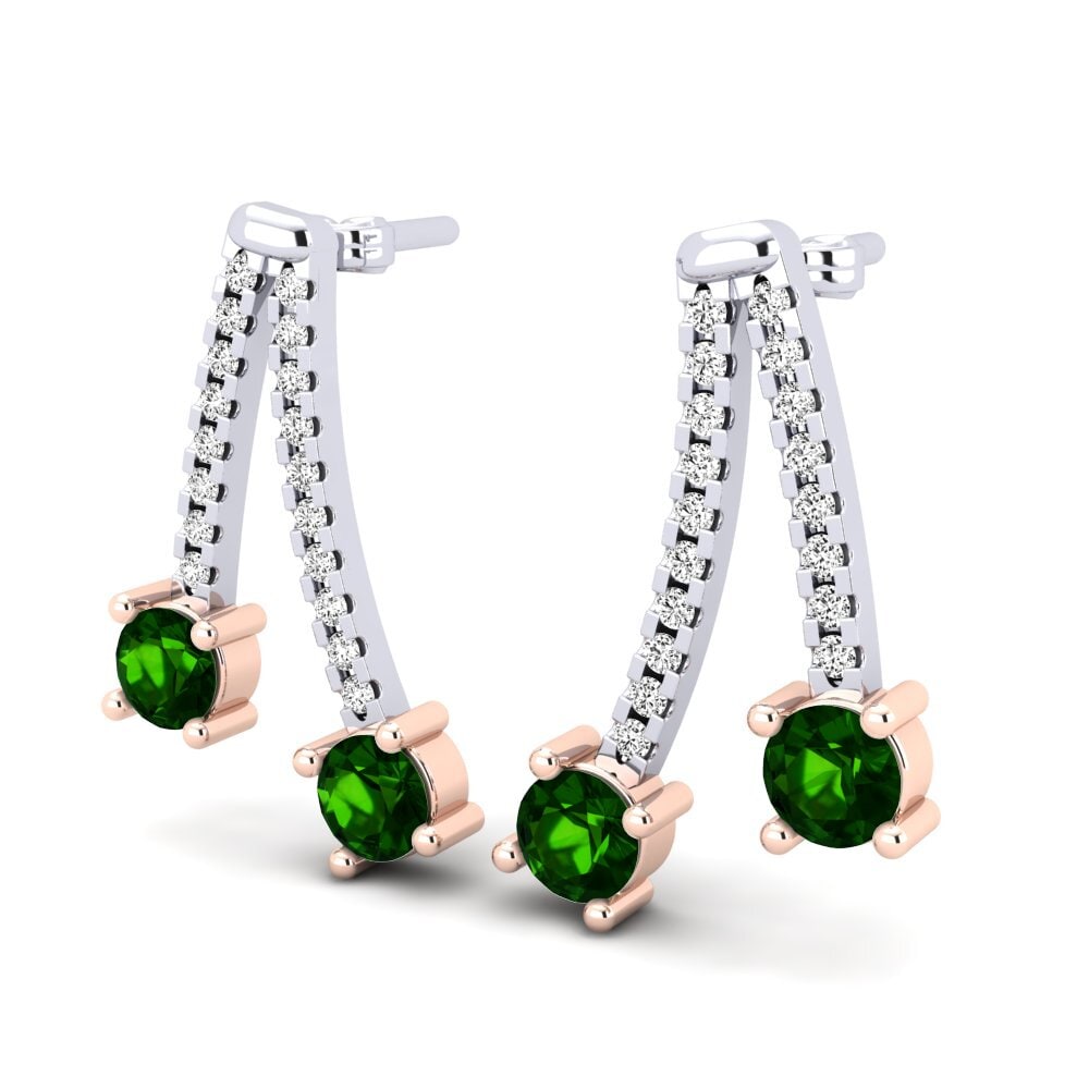 14ct White / Rose Gold Green Tourmaline Women's Earring Andraste
