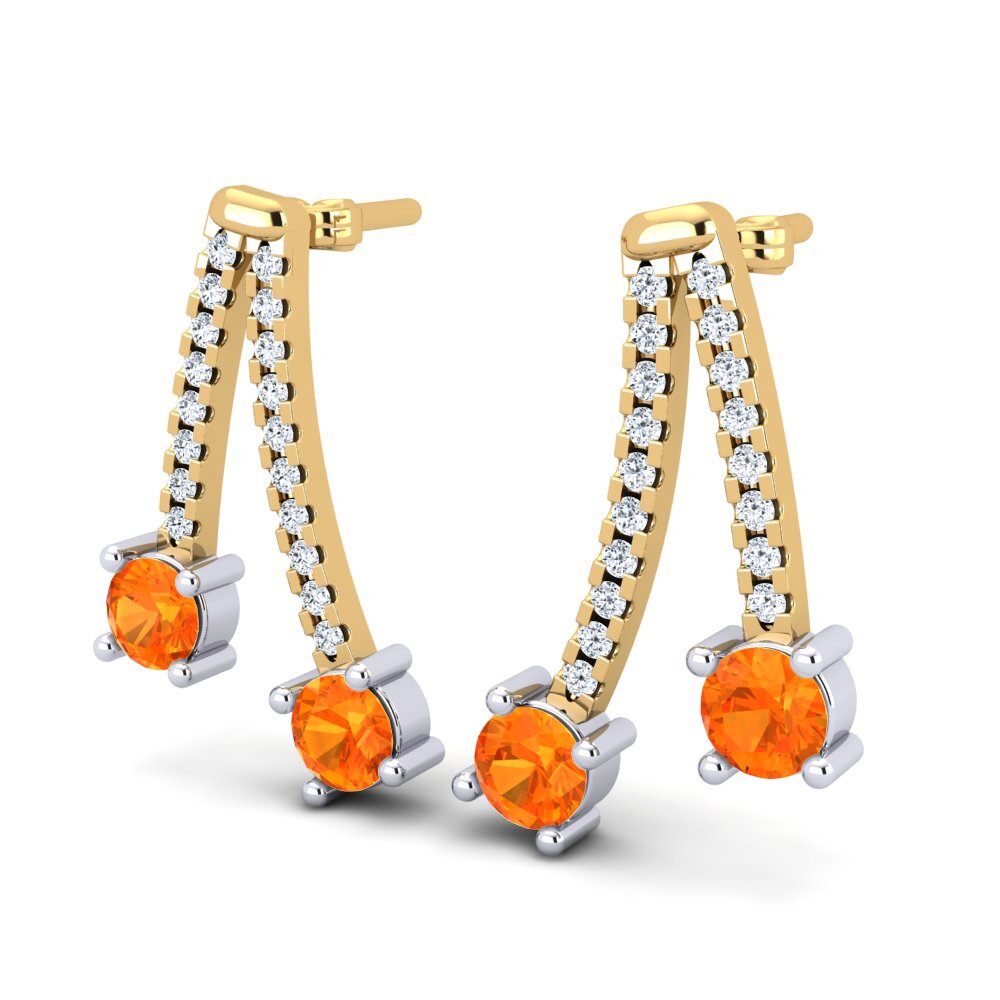 14K Yellow & White Gold Orange Sapphire Earring Andraste