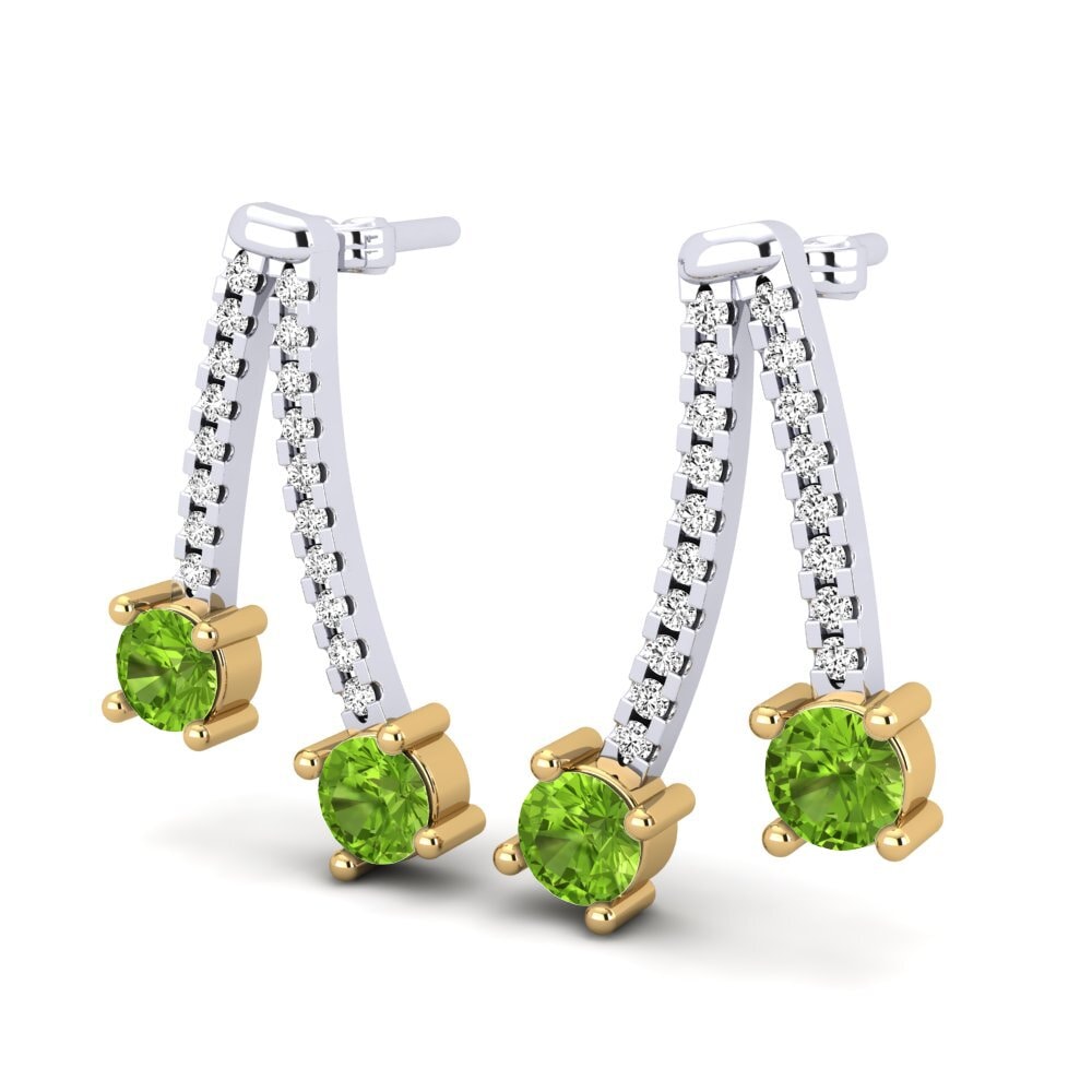 14k Oro Blanco & Amarillo Peridoto Pendiente de mujer Andraste