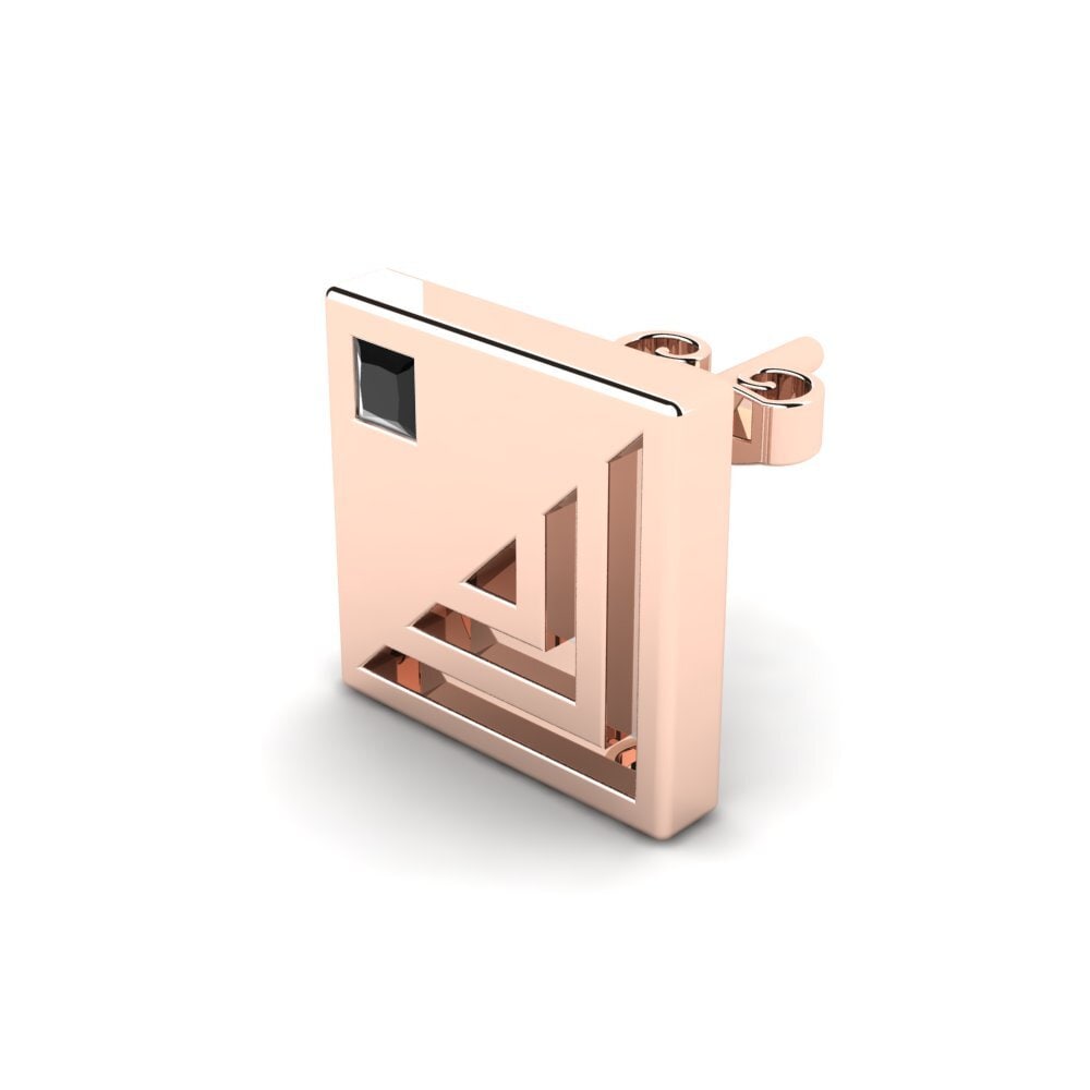18k Oro Rosa Diamante Negro Pendiente para hombre Andre