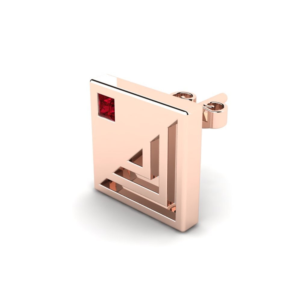 14k Oro Rosa Circonita Roja Pendiente para hombre Andre