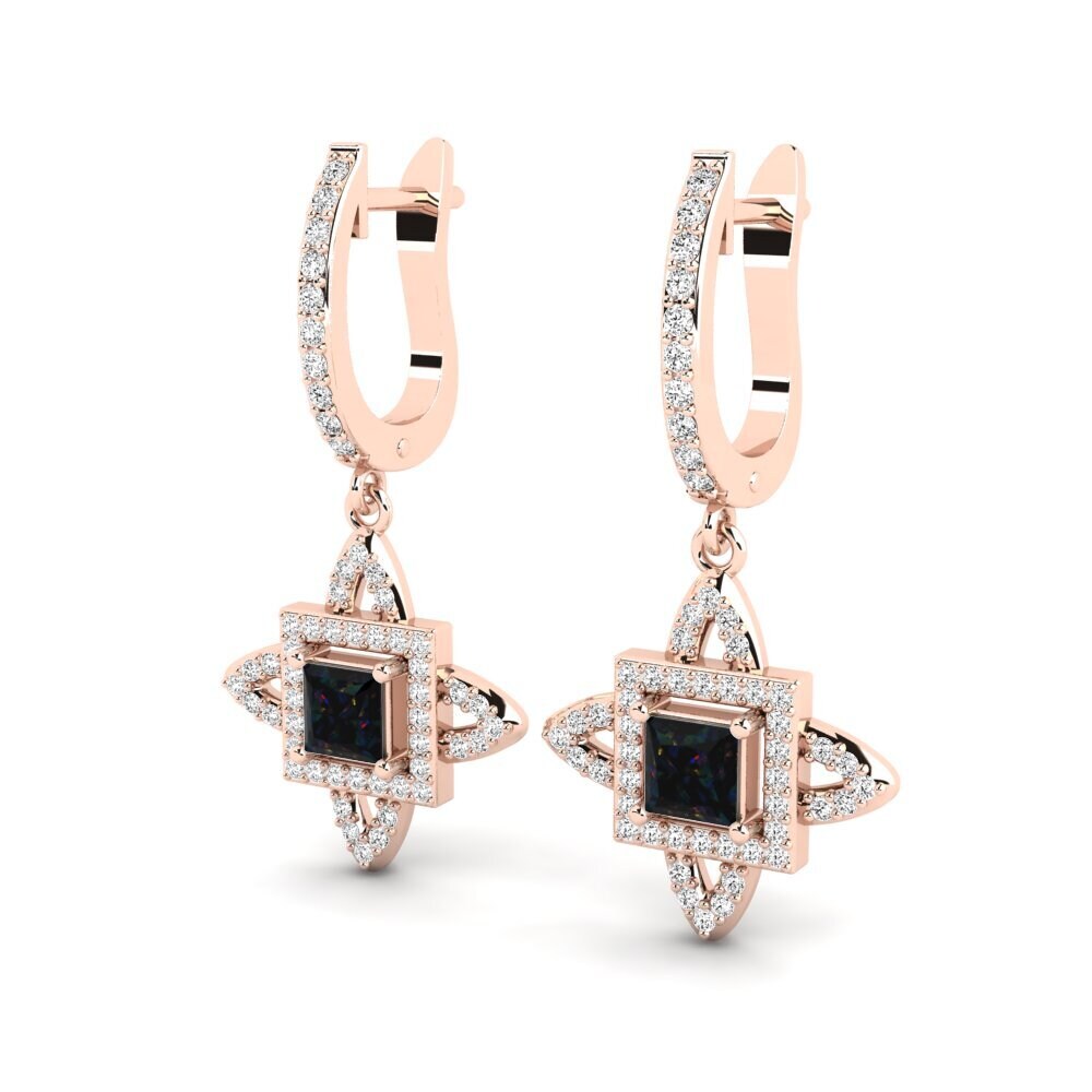 18ct Rose Gold Black Opal Women's Earring Andreja