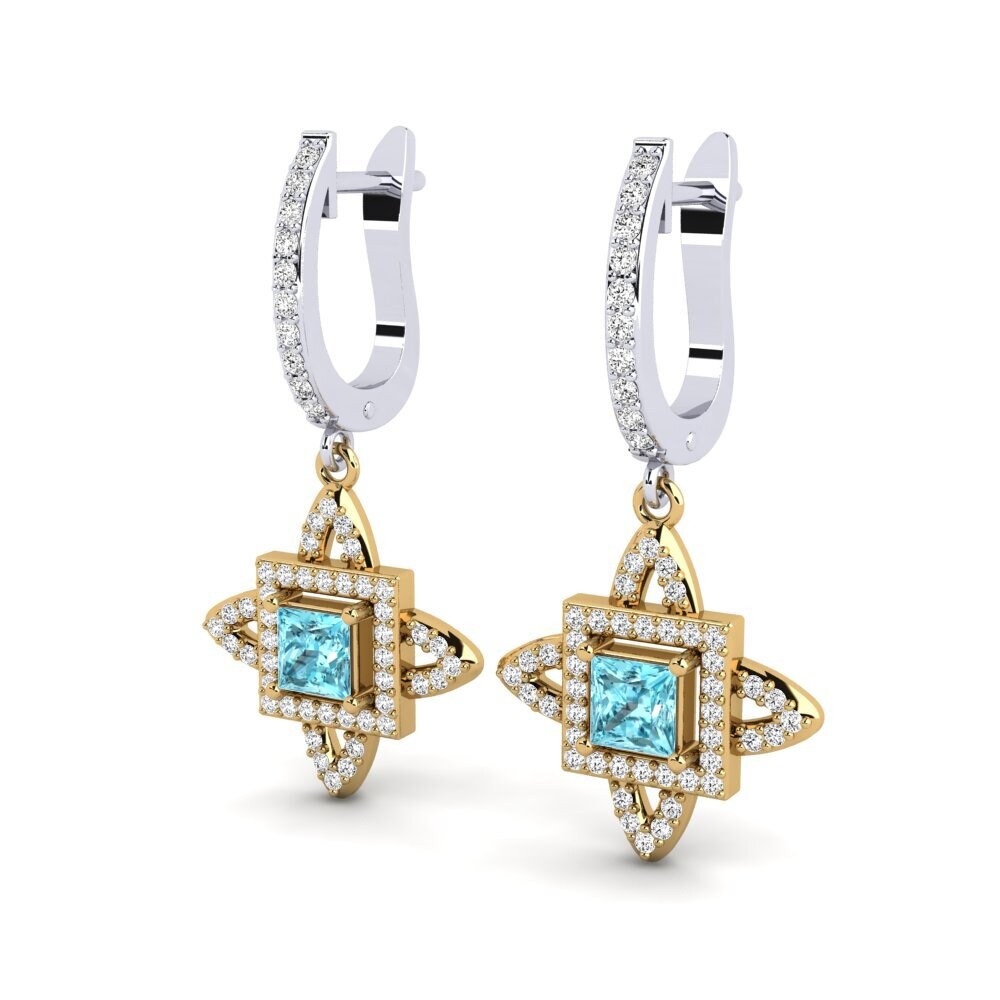 18ct Yellow & White Gold Blue Zircon Women's Earring Andreja