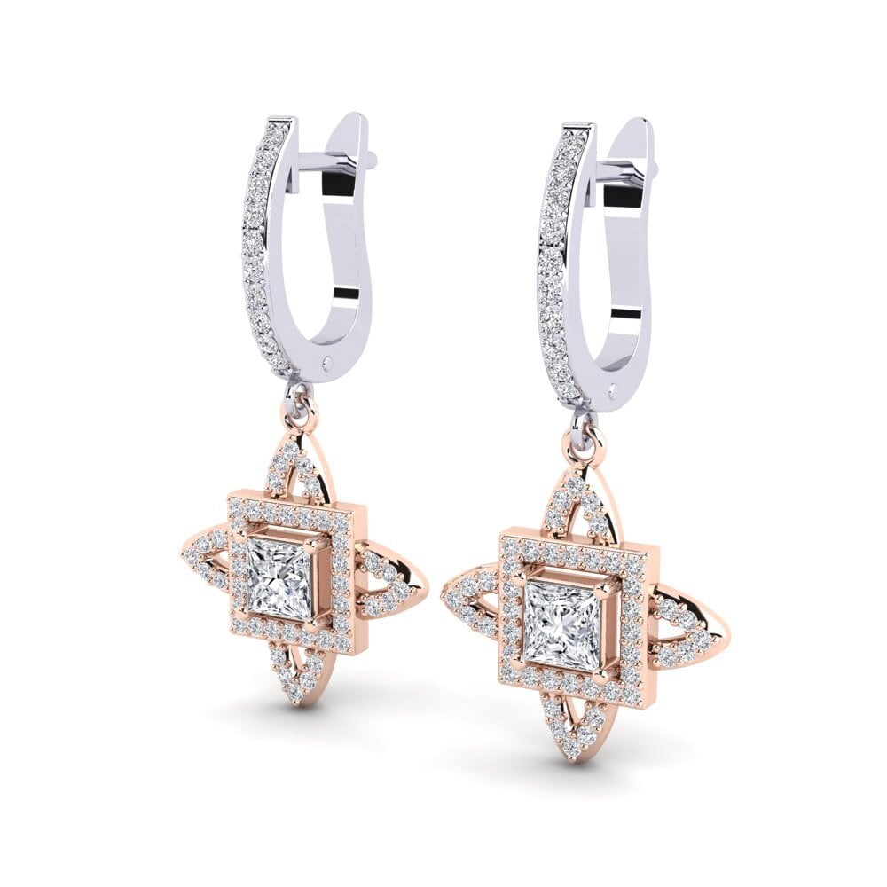9k Oro Rosa & Blanco Pendiente de mujer Andreja