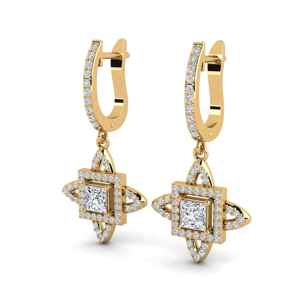 18k Oro Amarillo Princesa Pendiente de mujer Andreja