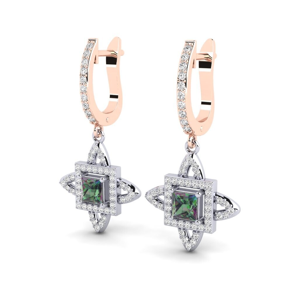 14k Oro Blanco & Rosa Topacio Místico Pendiente de mujer Andreja