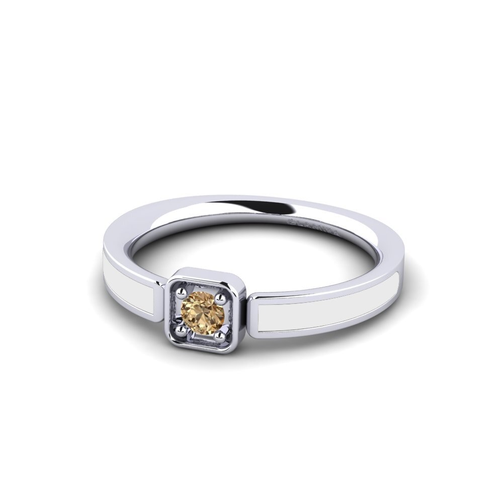 18k Oro Blanco Anillo de compromiso Andromaca
