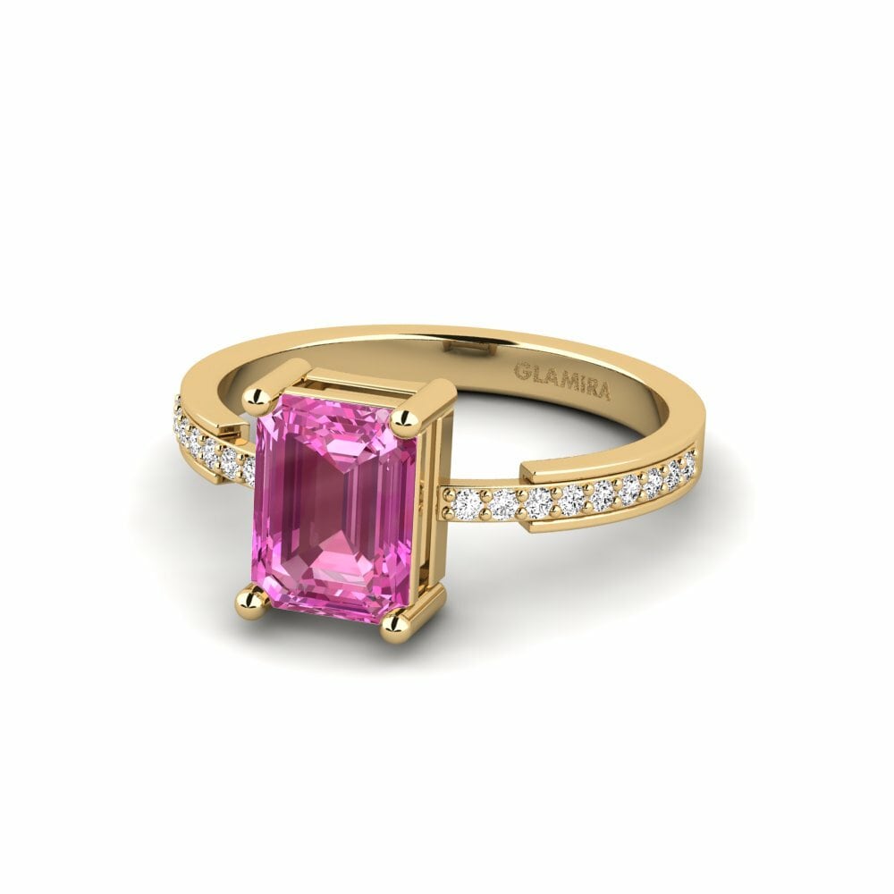 Pink Topaz Engagement Ring Anegy - Emerald