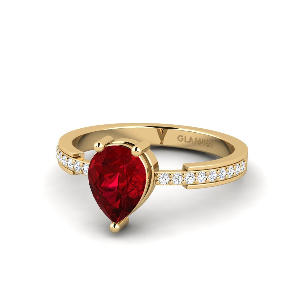 Circonita Roja Anillo de compromiso Anegy - Pear