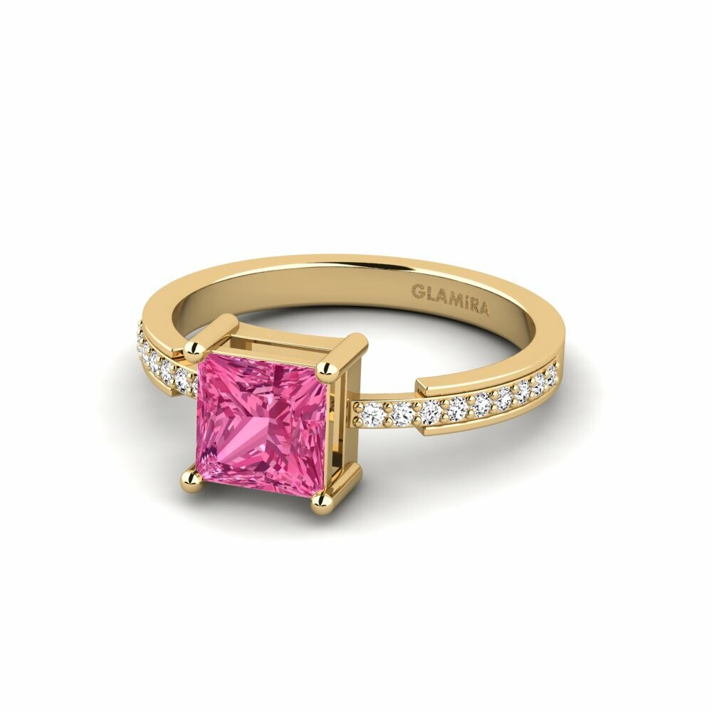 Pink Tourmaline Engagement Ring Anegy - Princess