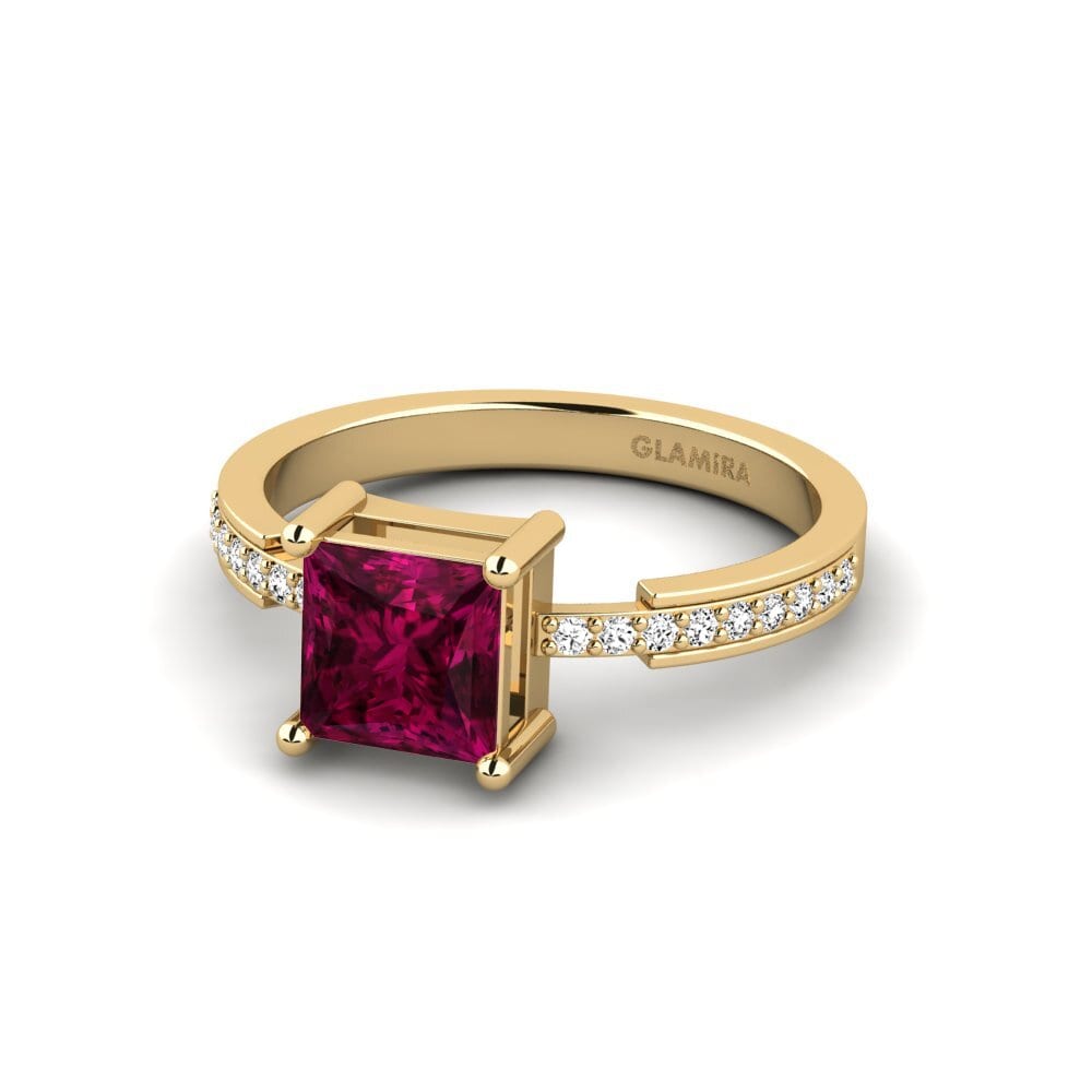 Rhodolite Garnet Engagement Ring Anegy - Princess