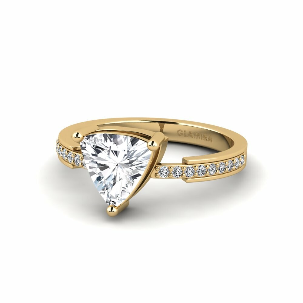 White Zircon Engagement Ring Anegy - Trillion