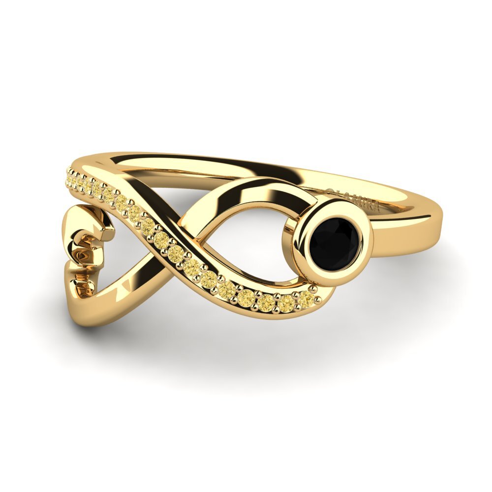 14ct Yellow Gold Black Diamond Ring Anessia
