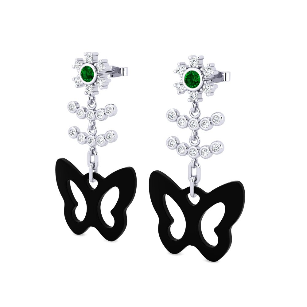 White Silver Green Zirconia Women's Earring Angeley