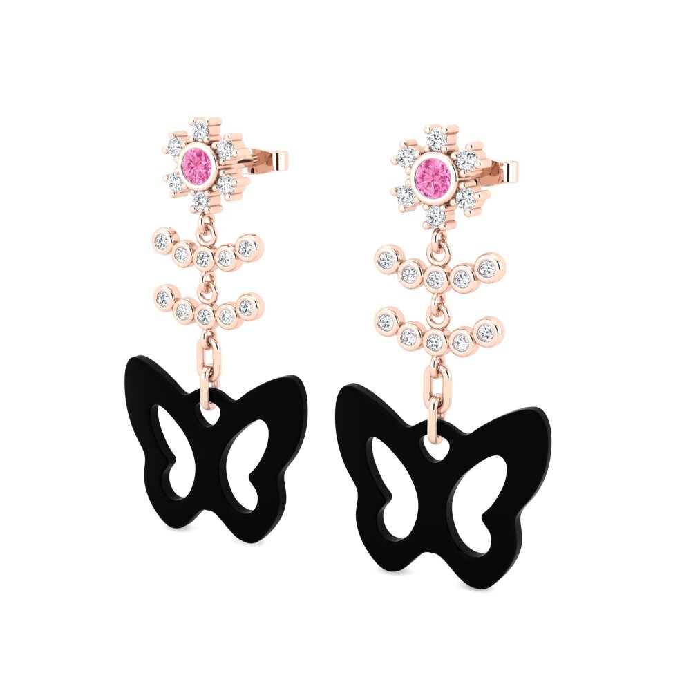 14k Oro Rosa Zafiro Rosado Pendiente de mujer Angeley