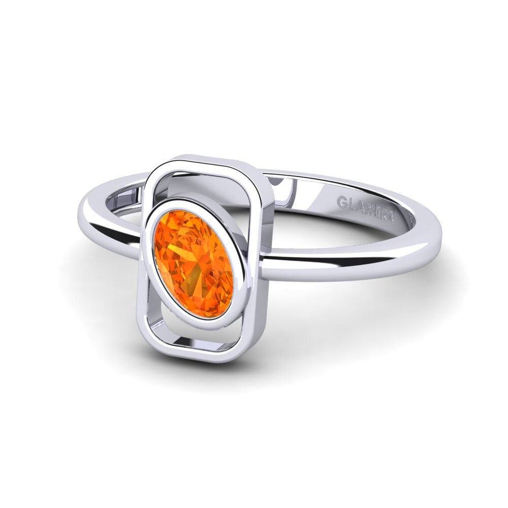 Ovalado Zafiro Naranja Anillo Anglicise