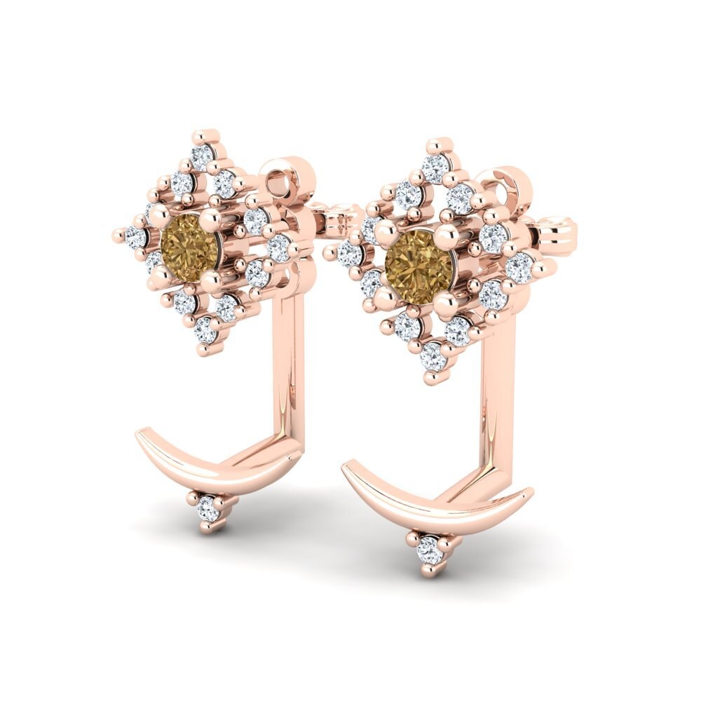 Oro Rosso 750 Diamante Marrone Orecchino da donna Angwen