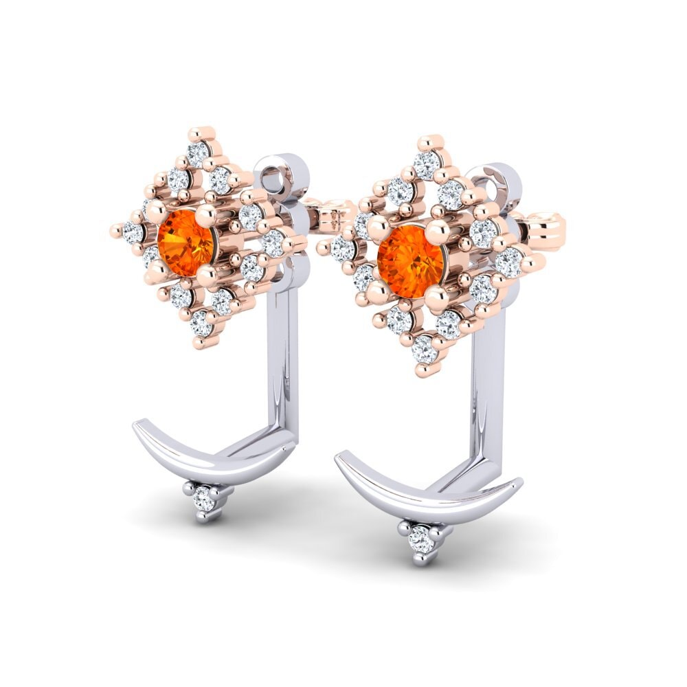 9K White & Rose Gold Orange Sapphire Earring Angwen