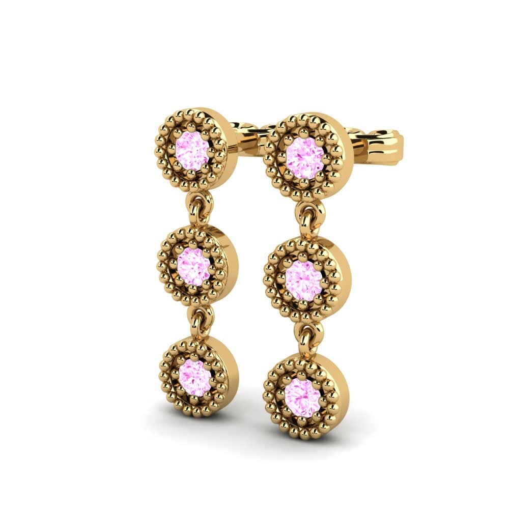 18k Oro Amarillo Zafiro Rosado Pendiente de mujer Anhydre