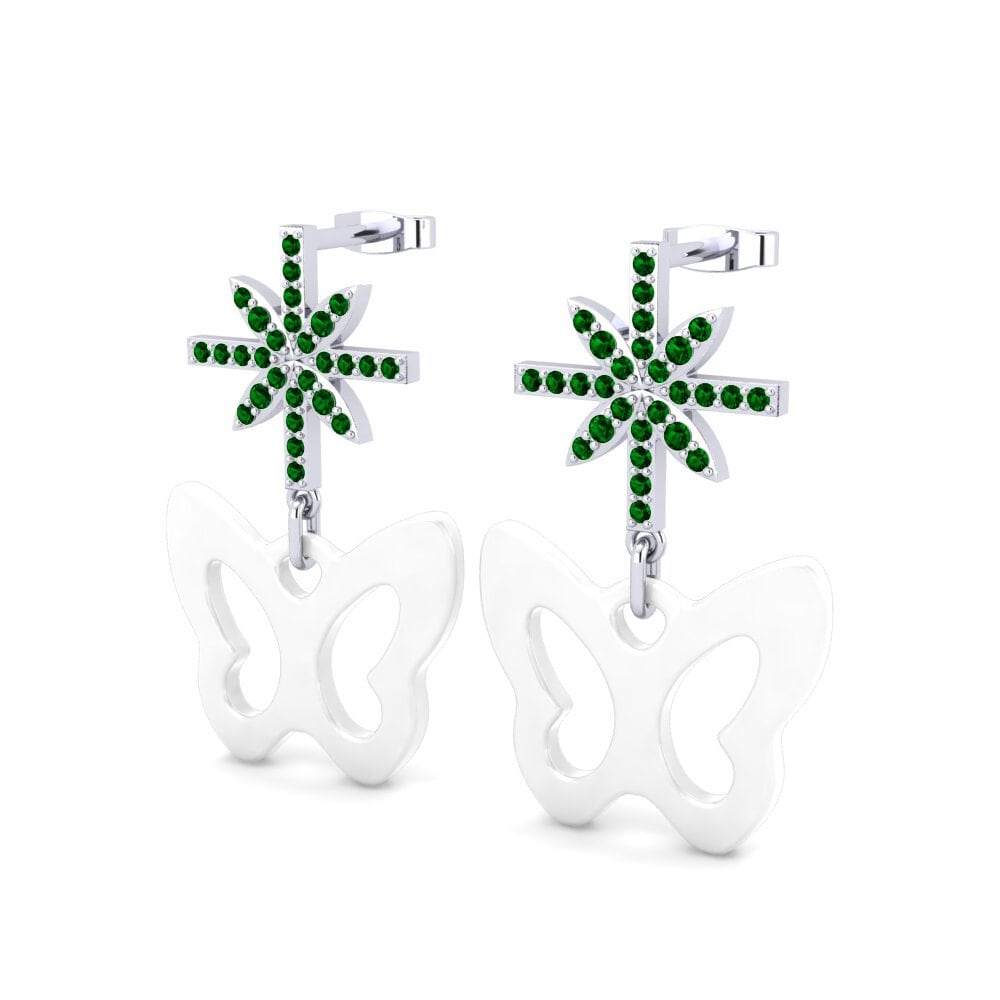 White Silver Green Zirconia Women's Earring Anibal