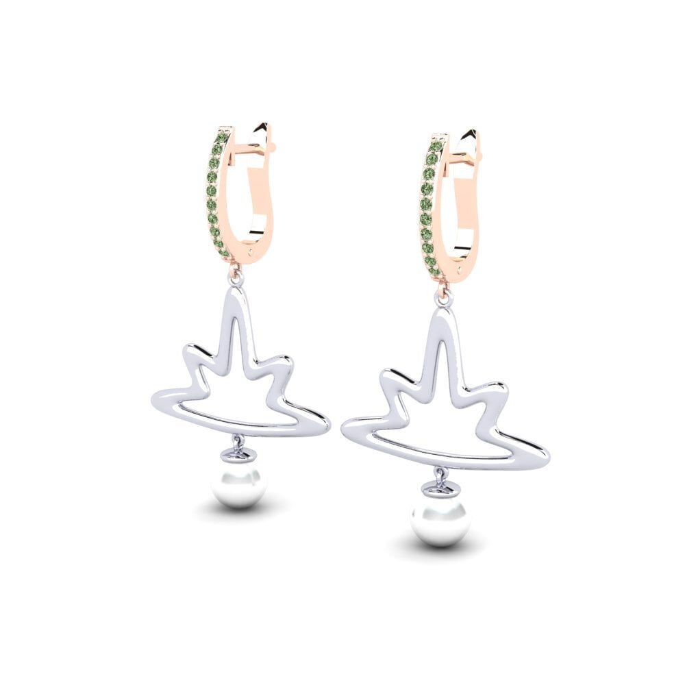 9k Oro Rosa & Blanco Diamante Verde Pendiente de mujer Anips