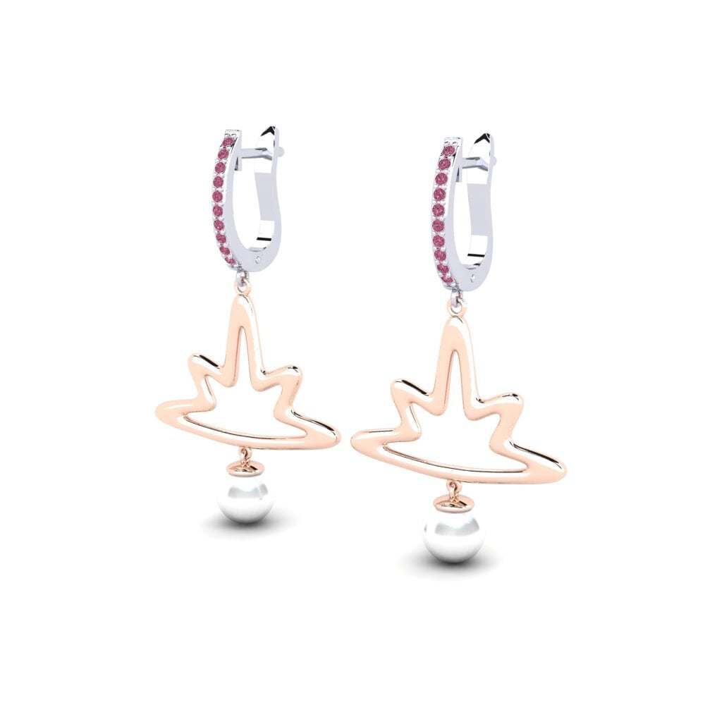 9ct White & Rose Gold Rhodolite Garnet Women's Earring Anips