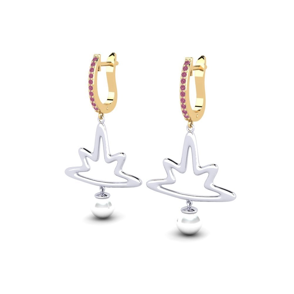 9ct Yellow & White Gold Rhodolite Garnet Women's Earring Anips