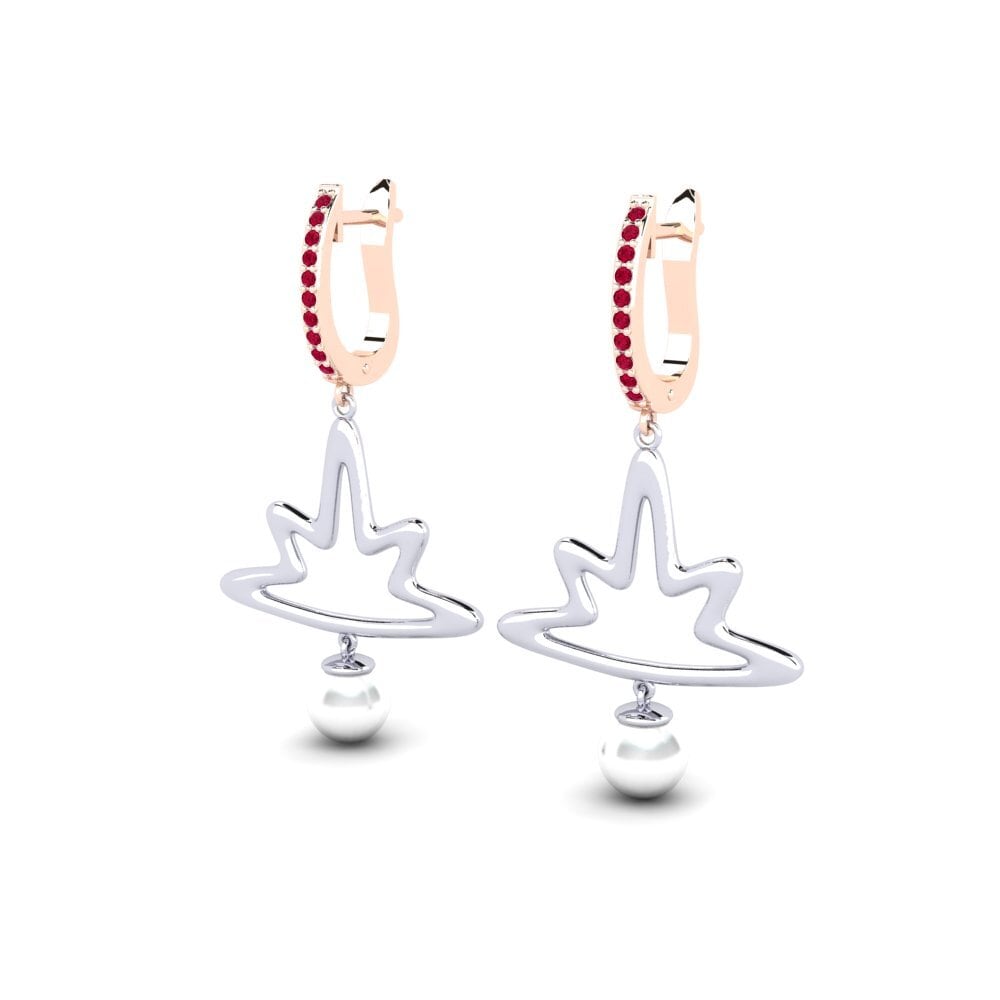 9k Oro Rosa & Blanco Rubí Pendiente de mujer Anips