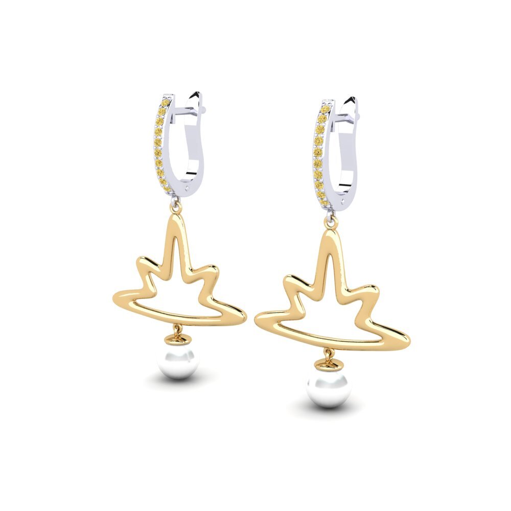 18ct White & Yellow Gold Yellow Diamond Women's Earring Anips