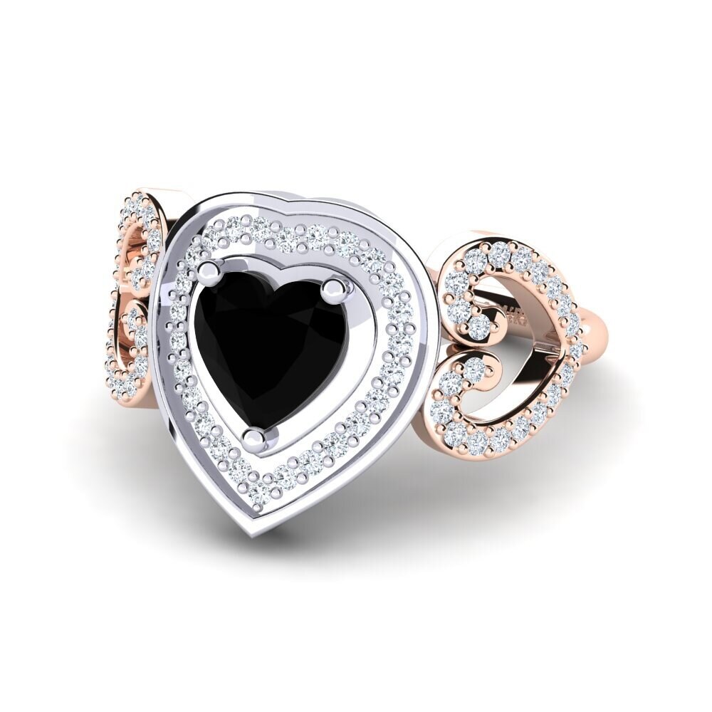 14ct Rose & White Gold Black Onyx Ring Anisah