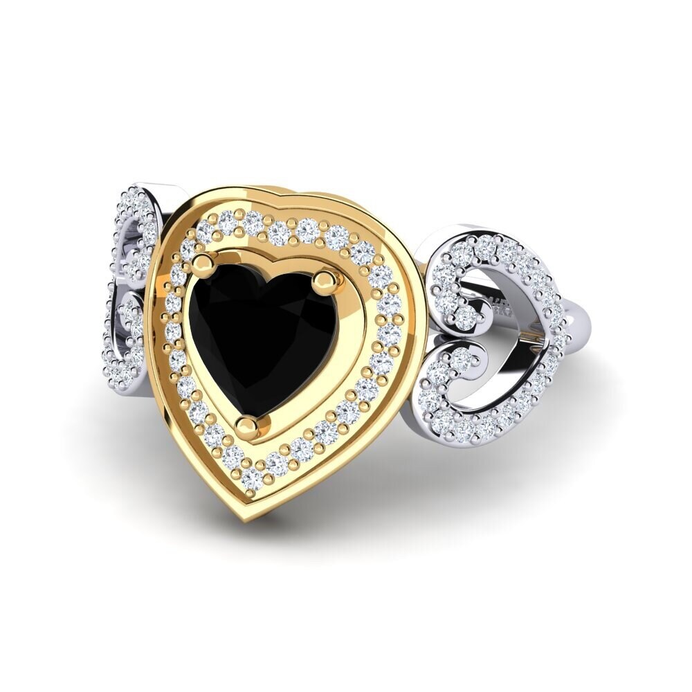 9ct White & Yellow Gold Black Onyx Ring Anisah