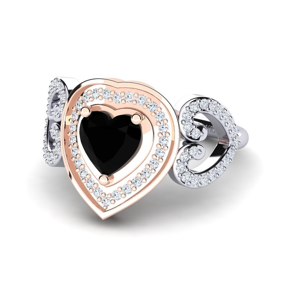 14ct White & Rose Gold Black Sapphire Ring Anisah